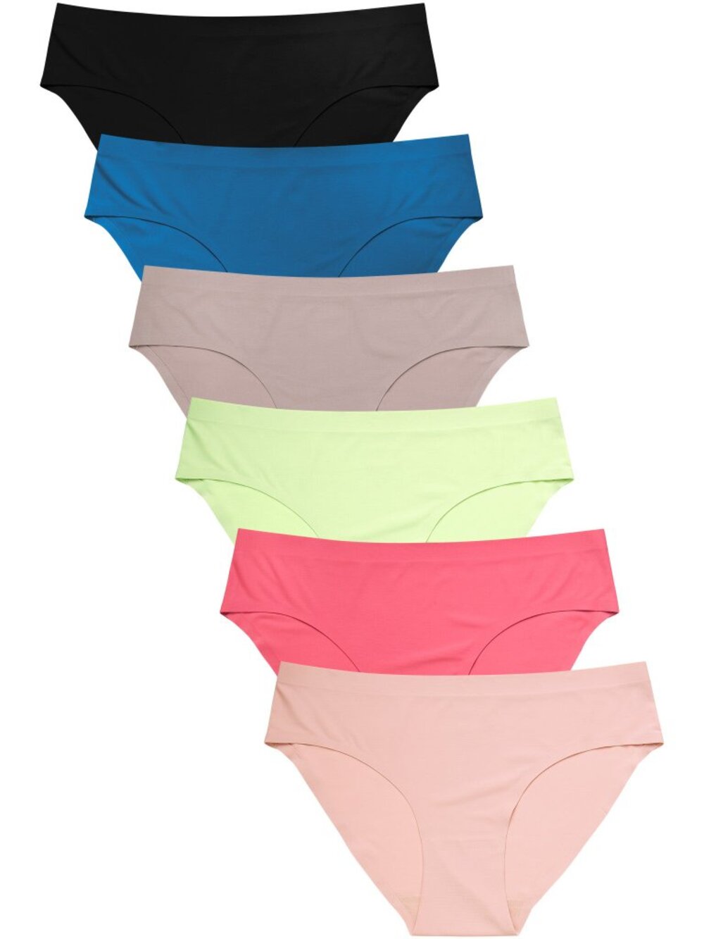 $10 SALE PACK OF 6 Women's No Show Solid Seamless Bikini Panty (LPN2016K9)